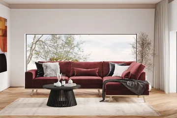 Copenhagen 4-sits Högervänd L-formad Divansoffa i Sammet - Lila - Möbler - Soffa - Divansoffa & schäslongsoffa - 4 sits soffa med divan