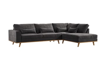 Copenhagen 4-sits Högervänd L-formad Divansoffa i Sammet - Mörkgrå - Möbler - Soffa - Divansoffa & schäslongsoffa - 4 sits soffa med divan