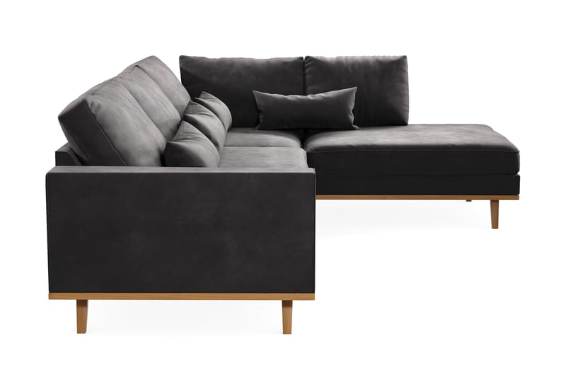 Copenhagen 4-sits Högervänd L-formad Divansoffa i Sammet - Mörkgrå - Möbler - Soffa - Divansoffa & schäslongsoffa - 4 sits soffa med divan