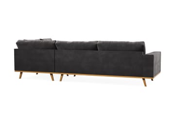 Copenhagen 4-sits Högervänd L-formad Divansoffa i Sammet - Mörkgrå - Möbler - Soffa - Divansoffa & schäslongsoffa - 4 sits soffa med divan