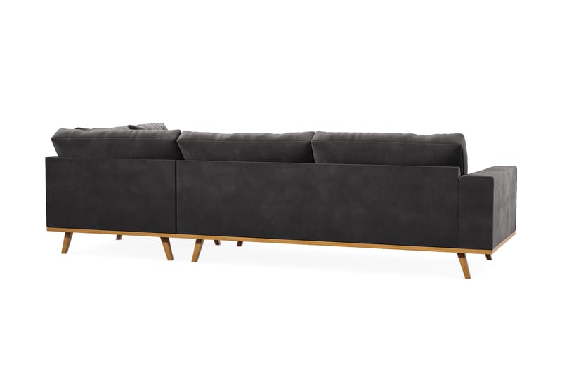 Copenhagen 4-sits Högervänd L-formad Divansoffa i Sammet - Mörkgrå - Möbler - Soffa - Divansoffa & schäslongsoffa - 4 sits soffa med divan