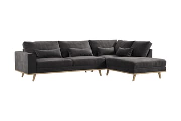 Copenhagen 4-sits Högervänd L-formad Divansoffa i Sammet - Mörkgrå - Möbler - Soffa - Divansoffa & schäslongsoffa - 4 sits soffa med divan