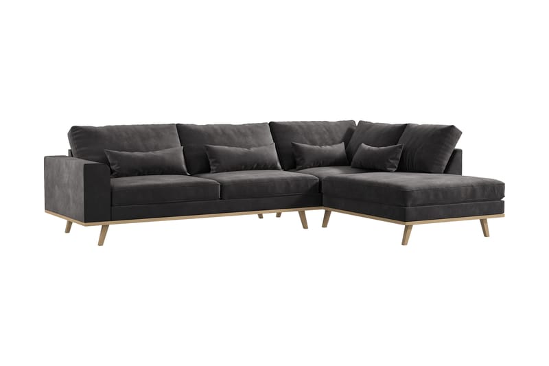 Copenhagen 4-sits Högervänd L-formad Divansoffa i Sammet - Mörkgrå - Möbler - Soffa - Divansoffa & schäslongsoffa - 4 sits soffa med divan