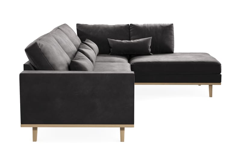 Copenhagen 4-sits Högervänd L-formad Divansoffa i Sammet - Mörkgrå - Möbler - Soffa - Divansoffa & schäslongsoffa - 4 sits soffa med divan