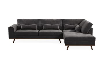 Copenhagen 4-sits Högervänd L-formad Divansoffa i Sammet - Mörkgrå - Möbler - Soffa - Divansoffa & schäslongsoffa - 4 sits soffa med divan