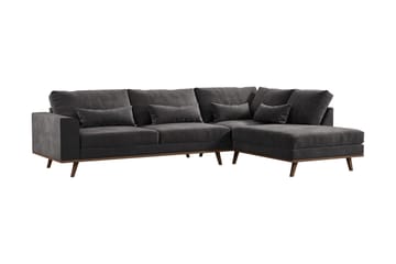 Copenhagen 4-sits Högervänd L-formad Divansoffa i Sammet - Mörkgrå - Möbler - Soffa - Divansoffa & schäslongsoffa - 4 sits soffa med divan