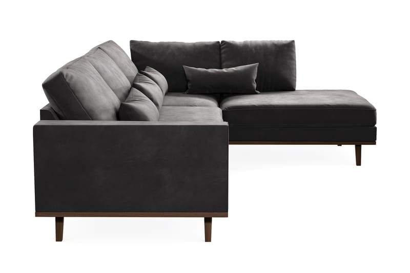 Copenhagen 4-sits Högervänd L-formad Divansoffa i Sammet - Mörkgrå - Möbler - Soffa - Divansoffa & schäslongsoffa - 4 sits soffa med divan
