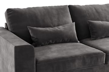 Copenhagen 4-sits Högervänd L-formad Divansoffa i Sammet - Mörkgrå - Möbler - Soffa - Divansoffa & schäslongsoffa - 4 sits soffa med divan