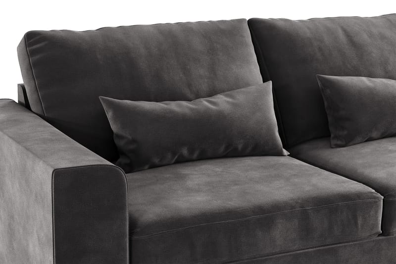 Copenhagen 4-sits Högervänd L-formad Divansoffa i Sammet - Mörkgrå - Möbler - Soffa - Divansoffa & schäslongsoffa - 4 sits soffa med divan