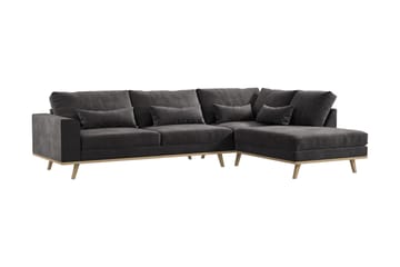 Copenhagen 4-sits Högervänd L-formad Divansoffa i Sammet - Mörkgrå - Möbler - Soffa - Divansoffa & schäslongsoffa - 4 sits soffa med divan