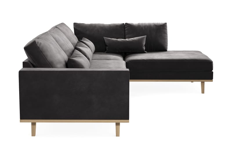 Copenhagen 4-sits Högervänd L-formad Divansoffa i Sammet - Mörkgrå - Möbler - Soffa - Divansoffa & schäslongsoffa - 4 sits soffa med divan
