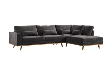 Copenhagen 4-sits Högervänd L-formad Divansoffa i Sammet - Mörkgrå - Möbler - Soffa - Divansoffa & schäslongsoffa - 4 sits soffa med divan