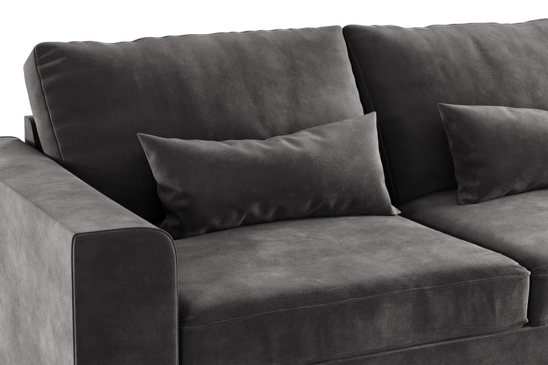 Copenhagen 4-sits Högervänd L-formad Divansoffa i Sammet - Mörkgrå - Möbler - Soffa - Divansoffa & schäslongsoffa - 4 sits soffa med divan