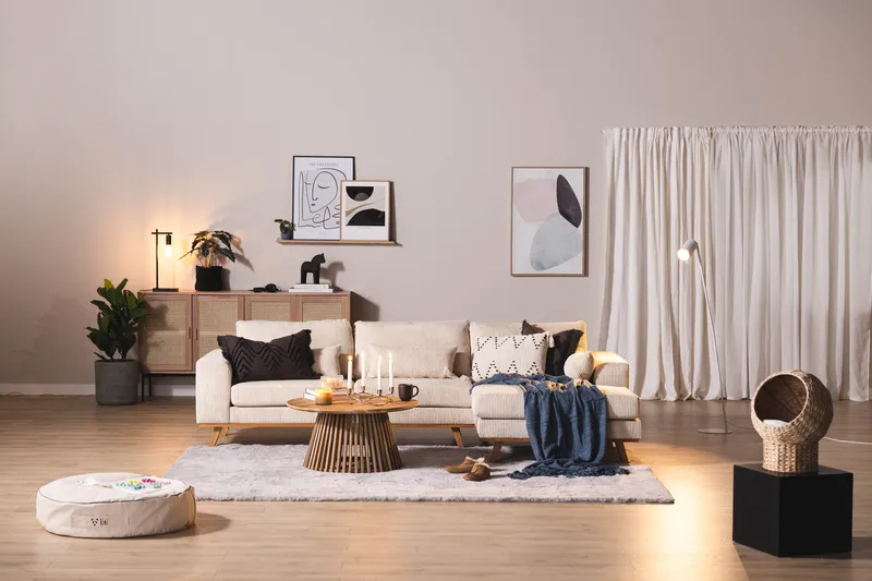 Copenhagen 4-sits Högervänd L-formad Djup Divansoffa i Manchester - Beige - Möbler - Soffa - Divansoffa & schäslongsoffa - 4 sits soffa med divan