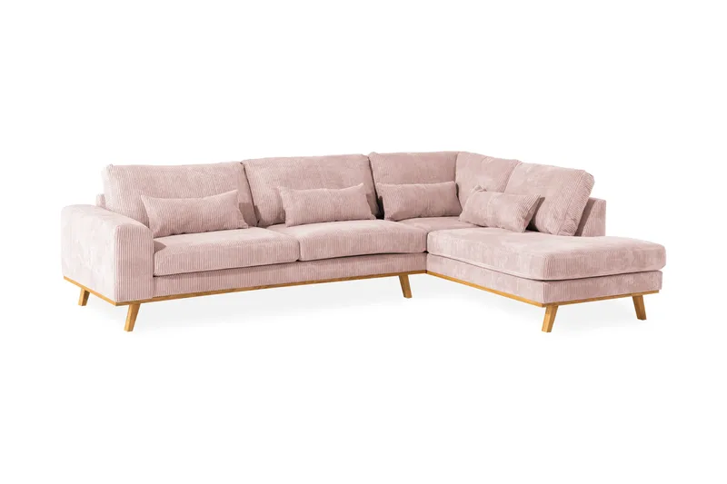 Copenhagen 4-sits Högervänd L-formad Schäslongsoffa i Manchester - Rosa - Möbler - Soffa - Divansoffa & schäslongsoffa - 4 sits soffa med divan
