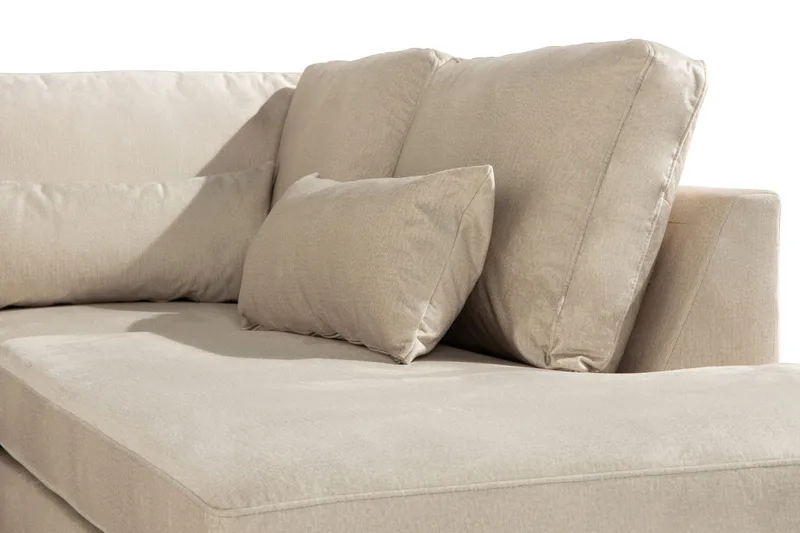 Copenhagen 4-sits Högervänd L-formad Schäslongsoffa i Sammet - Beige - Möbler - Soffa - Divansoffa & schäslongsoffa - 4 sits soffa med divan