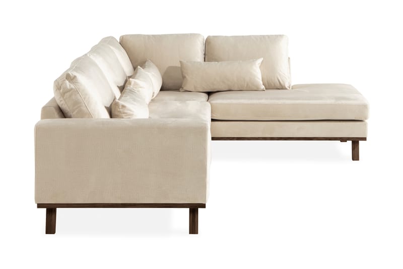 Copenhagen 4-sits Högervänd L-formad Schäslongsoffa i Sammet - Beige - Möbler - Soffa - Divansoffa & schäslongsoffa - 4 sits soffa med divan