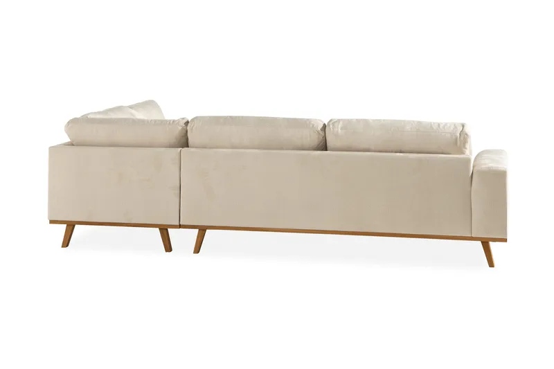 Copenhagen 4-sits Högervänd L-formad Schäslongsoffa i Sammet - Beige - Möbler - Soffa - Divansoffa & schäslongsoffa - 4 sits soffa med divan