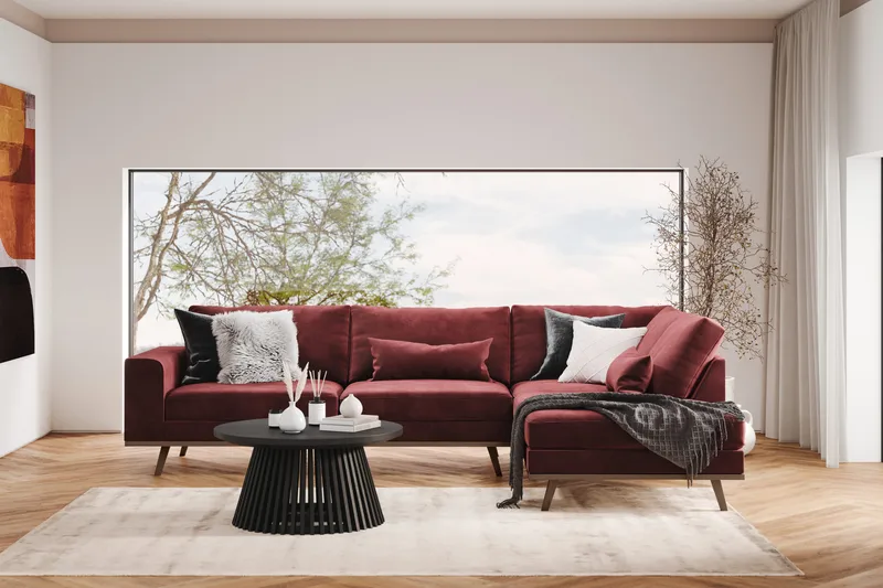 Copenhagen 4-sits Högervänd L-formad Schäslongsoffa i Sammet - Lila - Möbler - Soffa - Divansoffa & schäslongsoffa - 4 sits soffa med divan