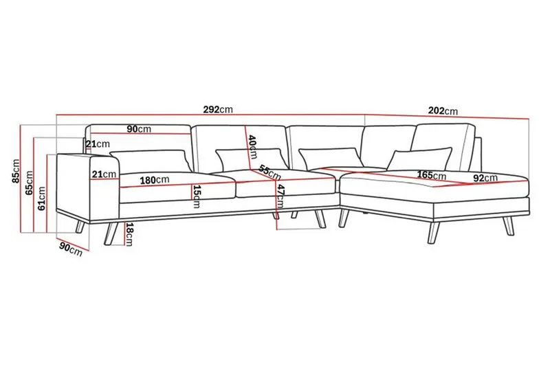 Copenhagen 4-sits Högervänd L-formad Schäslongsoffa i Sammet - Lila - Möbler - Soffa - Divansoffa & schäslongsoffa - 4 sits soffa med divan