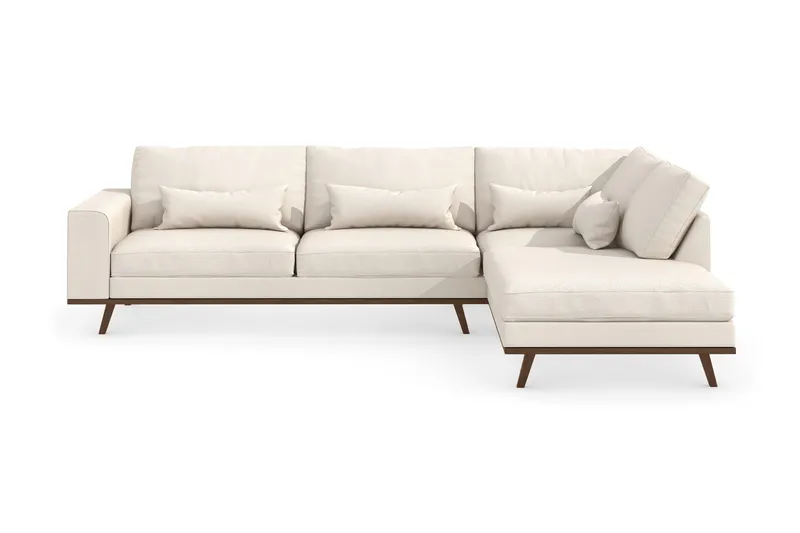 Copenhagen 4-sits Högervänd L-formad Schäslongsoffa i Tyg, Beige