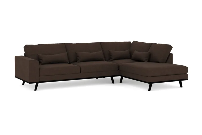 Copenhagen 4-sits Högervänd L-formad Schäslongsoffa i Tyg - Brun - Möbler - Soffa - Divansoffa & schäslongsoffa - 4 sits soffa med divan