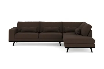 Copenhagen 4-sits Högervänd L-formad Schäslongsoffa i Tyg - Brun - Möbler - Soffa - Divansoffa & schäslongsoffa - 4 sits soffa med divan