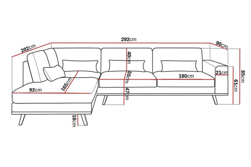 Copenhagen 4-sits Vänstervänd L-formad Divansoffa i Konstläder - Brun - Möbler - Soffa - Divansoffa & schäslongsoffa - 4 sits soffa med divan