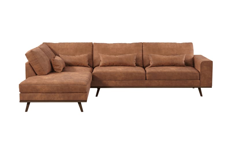 Copenhagen 4-sits Vänstervänd L-formad Divansoffa i Konstläder - Brun - Möbler - Soffa - Divansoffa & schäslongsoffa - 4 sits soffa med divan