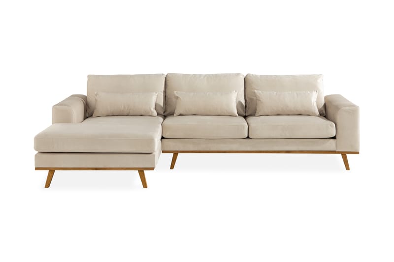 Copenhagen 4-sits Vänstervänd L-formad Divansoffa i Sammet - Beige - Möbler - Soffa - Divansoffa & schäslongsoffa - 4 sits soffa med divan
