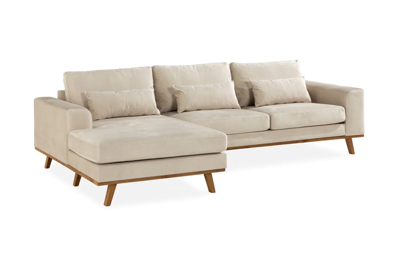 Copenhagen 4-sits Vänstervänd L-formad Divansoffa i Sammet - Beige - Möbler - Soffa - Divansoffa & schäslongsoffa - 4 sits soffa med divan
