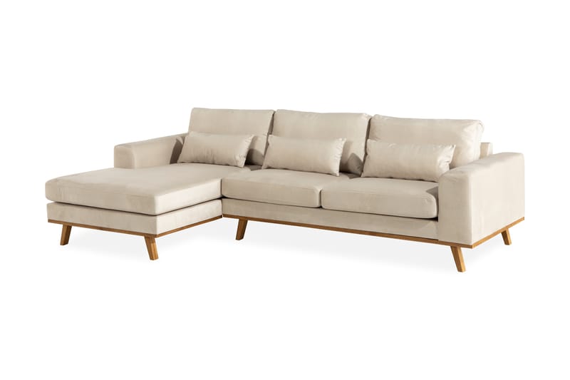 Copenhagen 4-sits Vänstervänd L-formad Divansoffa i Sammet - Beige - Möbler - Soffa - Divansoffa & schäslongsoffa - 4 sits soffa med divan