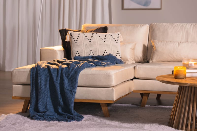 Copenhagen 4-sits Vänstervänd L-formad Divansoffa i Sammet - Beige - Möbler - Soffa - Divansoffa & schäslongsoffa - 4 sits soffa med divan