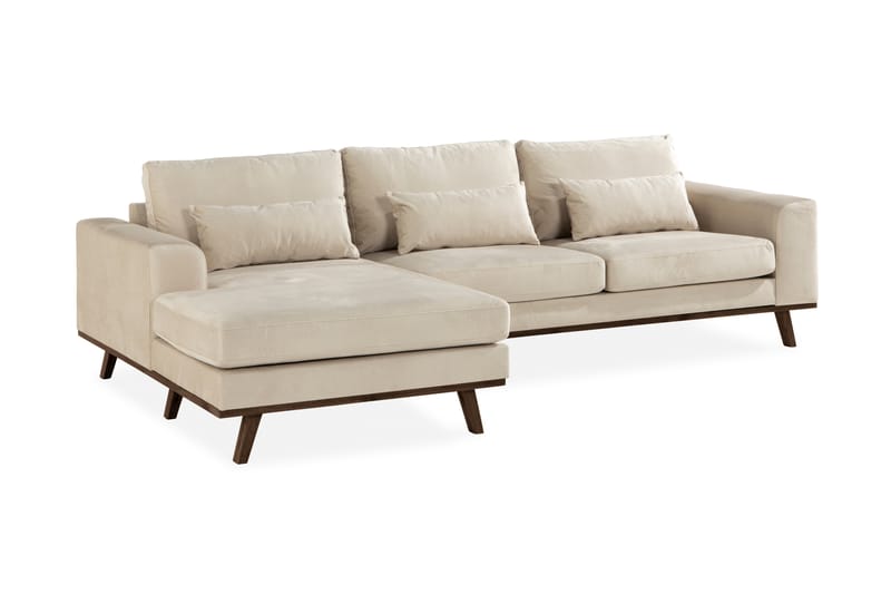 Copenhagen 4-sits Vänstervänd L-formad Divansoffa i Sammet - Beige - Möbler - Soffa - Divansoffa & schäslongsoffa - 4 sits soffa med divan