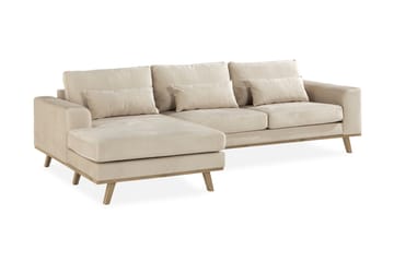 Copenhagen 4-sits Vänstervänd L-formad Divansoffa i Sammet - Beige - Möbler - Soffa - Divansoffa & schäslongsoffa - 4 sits soffa med divan