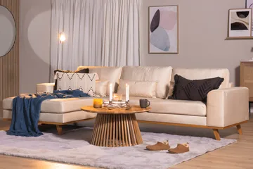Copenhagen 4-sits Vänstervänd L-formad Divansoffa i Sammet - Beige - Möbler - Soffa - Divansoffa & schäslongsoffa - 4 sits soffa med divan