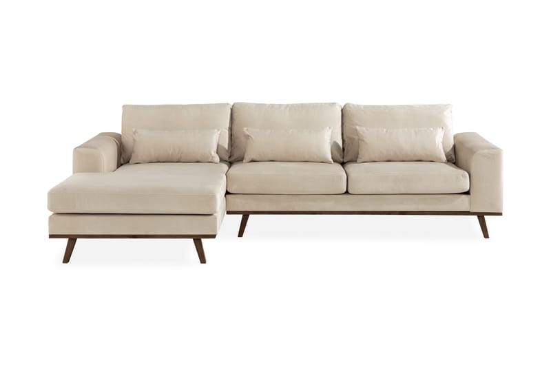 Copenhagen 4-sits Vänstervänd L-formad Divansoffa i Sammet - Beige - Möbler - Soffa - Divansoffa & schäslongsoffa - 4 sits soffa med divan