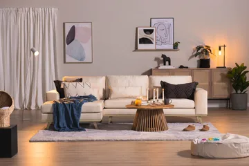 Copenhagen 4-sits Vänstervänd L-formad Divansoffa i Sammet - Beige - Möbler - Soffa - Divansoffa & schäslongsoffa - 4 sits soffa med divan