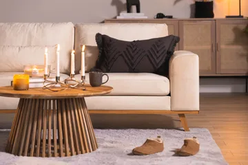 Copenhagen 4-sits Vänstervänd L-formad Divansoffa i Sammet - Beige - Möbler - Soffa - Divansoffa & schäslongsoffa - 4 sits soffa med divan