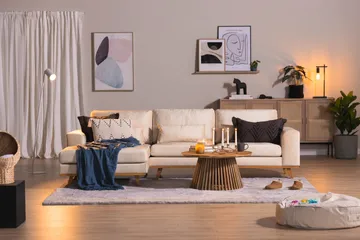 Copenhagen 4-sits Vänstervänd L-formad Divansoffa i Sammet - Beige - Möbler - Soffa - Divansoffa & schäslongsoffa - 4 sits soffa med divan
