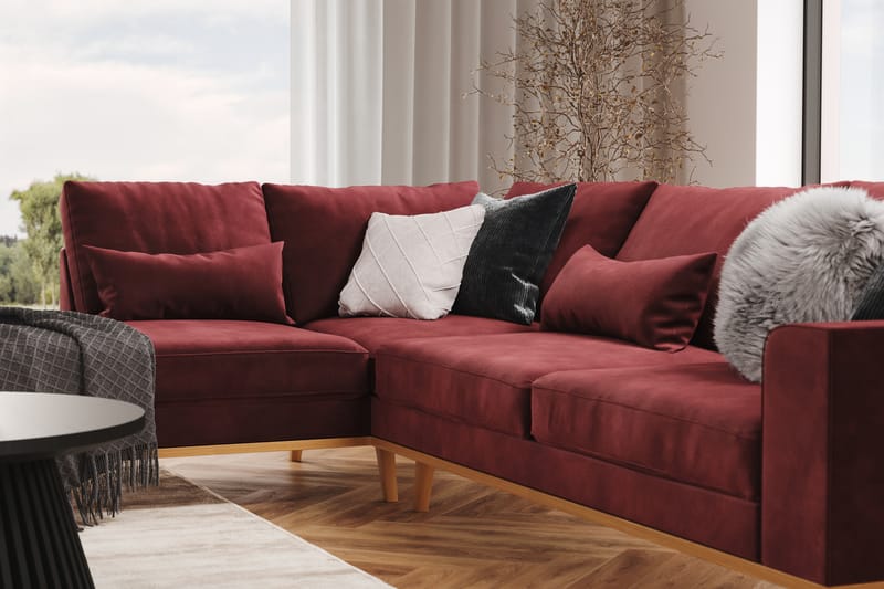 Copenhagen 4-sits Vänstervänd L-formad Divansoffa i Sammet - Lila - Möbler - Soffa - Divansoffa & schäslongsoffa - 4 sits soffa med divan