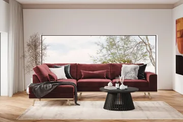 Copenhagen 4-sits Vänstervänd L-formad Divansoffa i Sammet - Lila - Möbler - Soffa - Divansoffa & schäslongsoffa - 4 sits soffa med divan