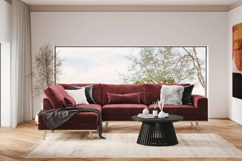 Copenhagen 4-sits Vänstervänd L-formad Divansoffa i Sammet - Lila - Möbler - Soffa - Divansoffa & schäslongsoffa - 4 sits soffa med divan