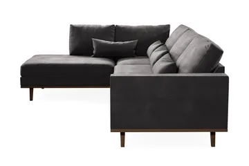 Copenhagen 4-sits Vänstervänd L-formad Divansoffa i Sammet - Mörkgrå - Möbler - Soffa - Divansoffa & schäslongsoffa - 4 sits soffa med divan