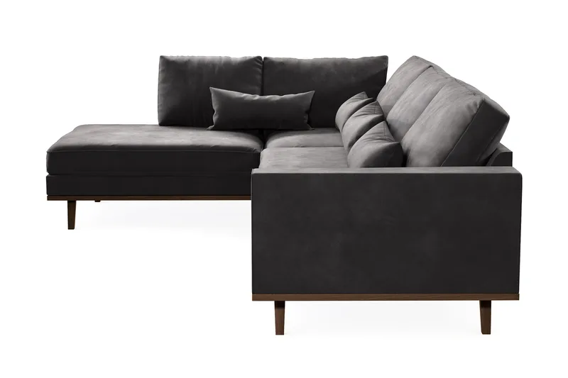 Copenhagen 4-sits Vänstervänd L-formad Divansoffa i Sammet - Mörkgrå - Möbler - Soffa - Divansoffa & schäslongsoffa - 4 sits soffa med divan