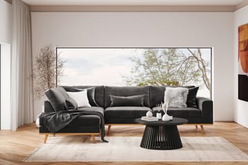 Copenhagen 4-sits Vänstervänd L-formad Divansoffa i Sammet - Mörkgrå - Möbler - Soffa - Divansoffa & schäslongsoffa - 4 sits soffa med divan