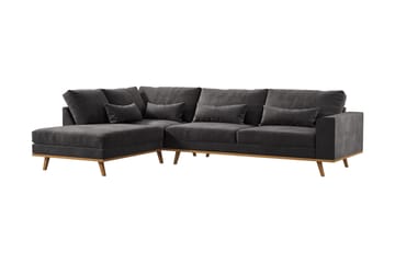 Copenhagen 4-sits Vänstervänd L-formad Divansoffa i Sammet - Mörkgrå - Möbler - Soffa - Divansoffa & schäslongsoffa - 4 sits soffa med divan