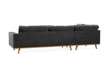 Copenhagen 4-sits Vänstervänd L-formad Divansoffa i Sammet - Mörkgrå - Möbler - Soffa - Divansoffa & schäslongsoffa - 4 sits soffa med divan