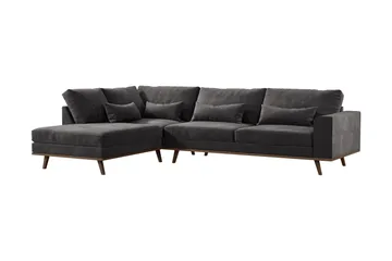 Copenhagen 4-sits Vänstervänd L-formad Divansoffa i Sammet - Mörkgrå - Möbler - Soffa - Divansoffa & schäslongsoffa - 4 sits soffa med divan