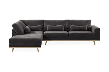 Copenhagen 4-sits Vänstervänd L-formad Divansoffa i Sammet - Mörkgrå - Möbler - Soffa - Divansoffa & schäslongsoffa - 4 sits soffa med divan
